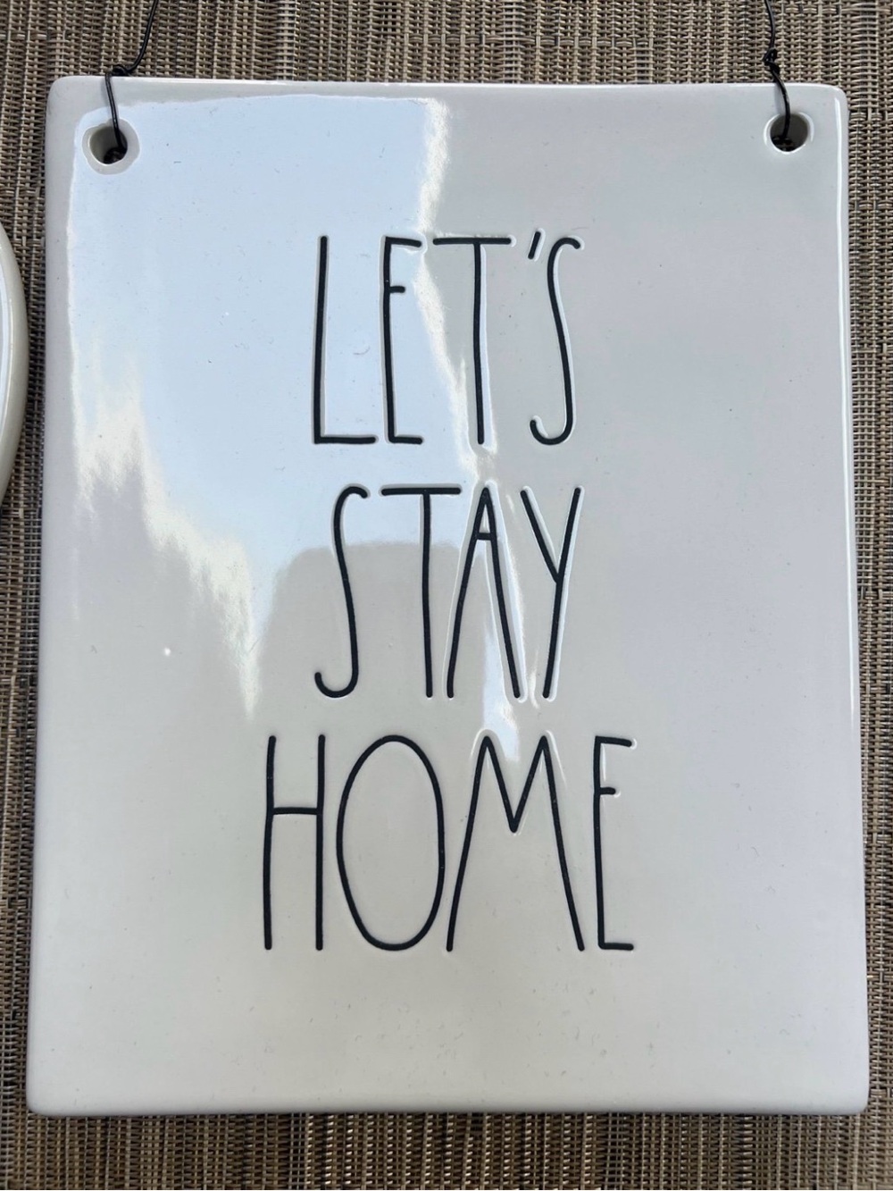 Rae Dunn "LET’S STAY HOME" Ceramic Wall Sign